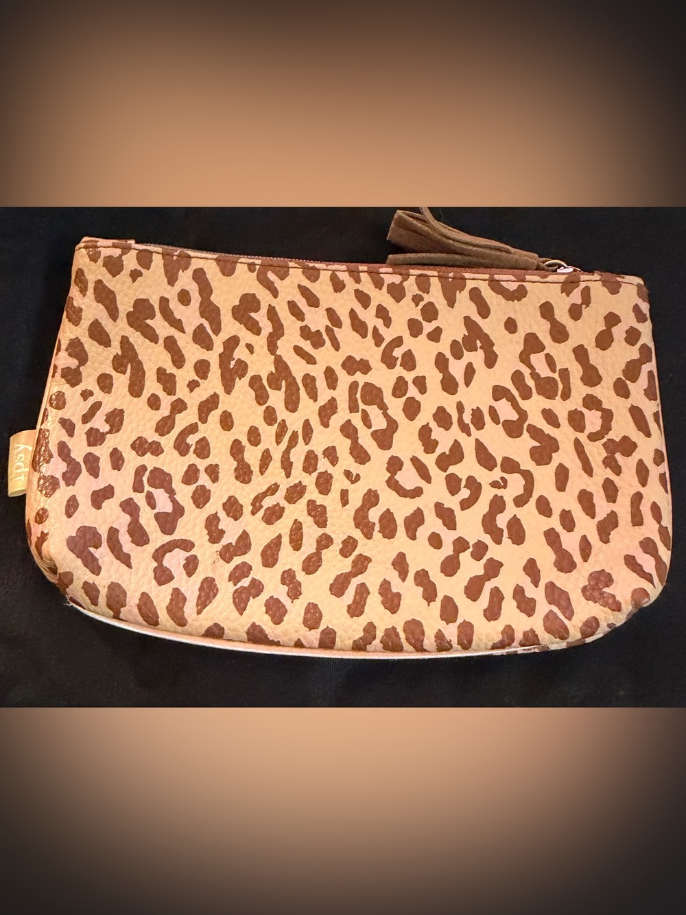 Ipsy Leopard Print Zip Pouch in Tan and Brown